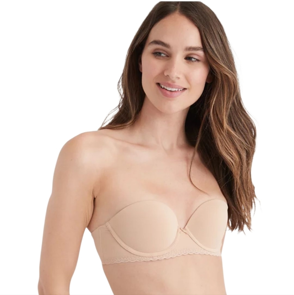 Aerie Real Happy Strapless Nude Tan Bra 34C
